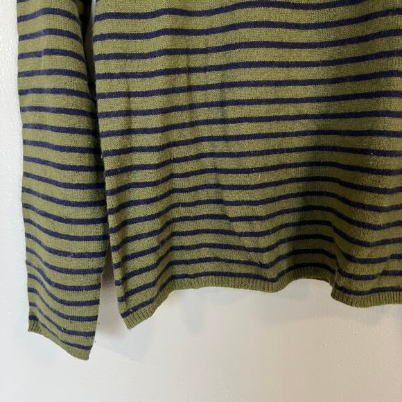 Lord & Taylor 100% Cashmere Pullover Striped Sweater Women's Size L Green Blue - Picture 4 of 11